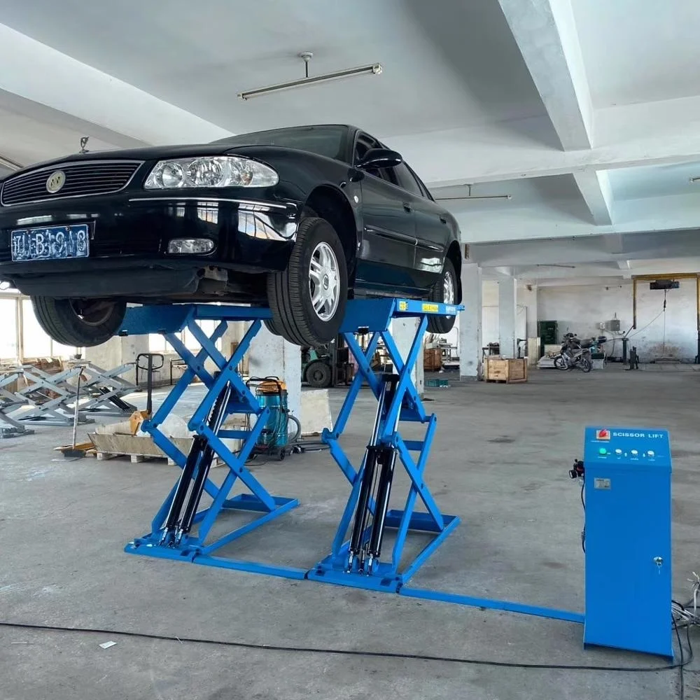 High Quality 3000kg Hydraulic Scissor Car Lift For Home Garage Super Thin Scissors Lifting Machine Pneumaitic Lock Release