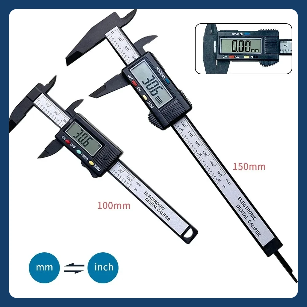 Electronic Digital Caliper Carbon Fiber Dial Vernier Caliper Gauge Micrometer Measuring Tool Digital Ruler 150mm 100mm