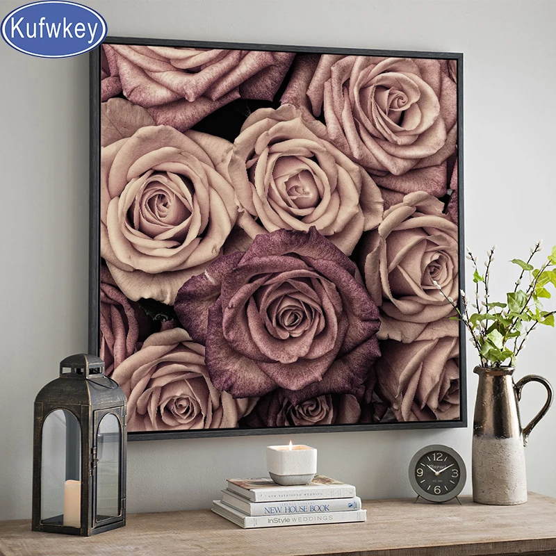 diamond art Romantic rose Floral Lovely 5d diy diamond painting full square round mosaic diamond rhinestone embroidery New gift,