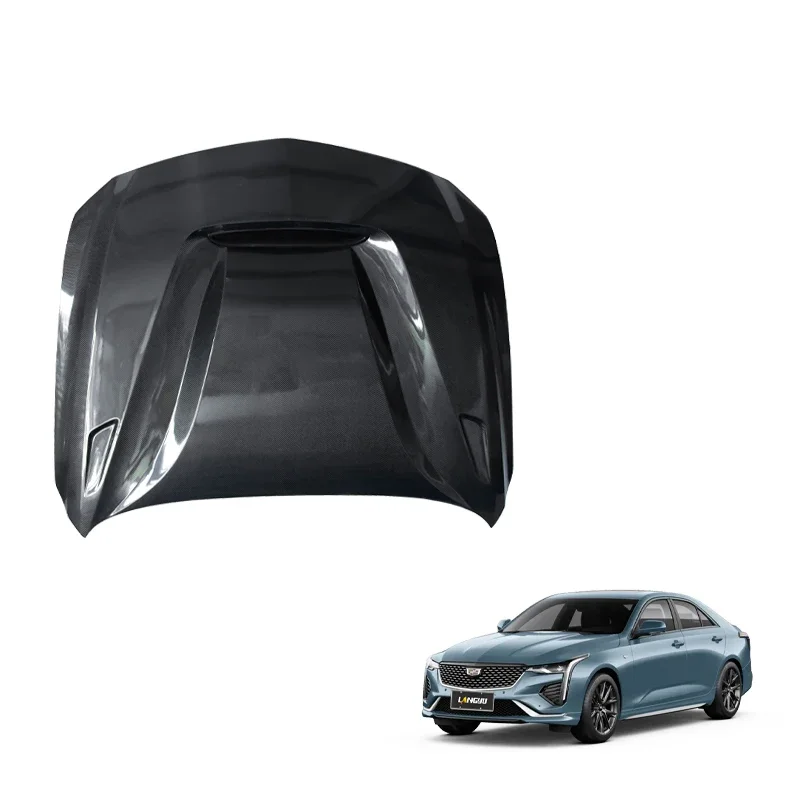 

Langyu Exterior Accessories Front Bonnet Carbon Fiber Engine Cover For Cadillac CT4 Upgrade GTS Style Engine Hood