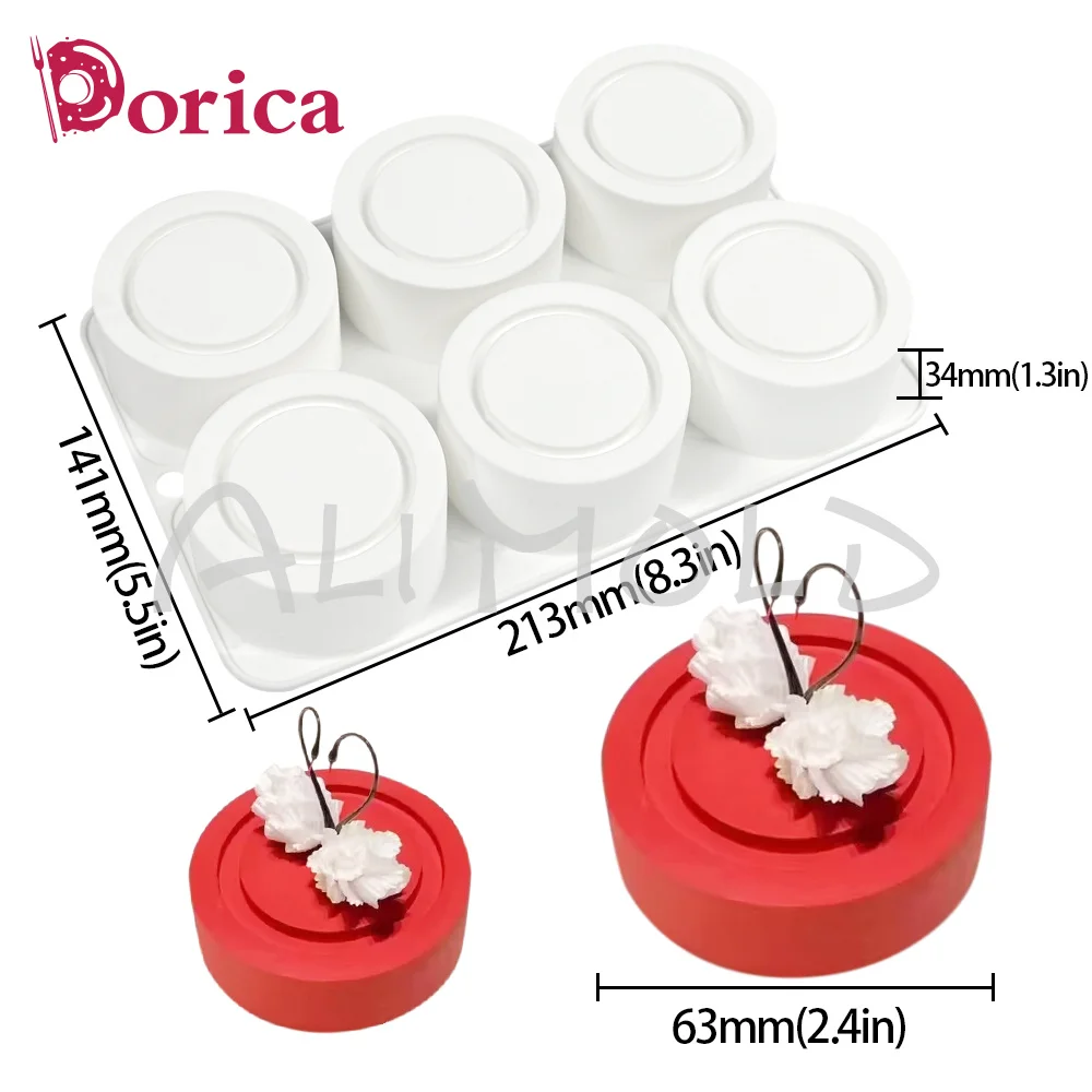 Dorica 6 Cavity Cylinder Mousse Mold Diy Chocolate French Dessert Silicone Mould Cake Decorating Tools Kitchen Bakeware Supplies