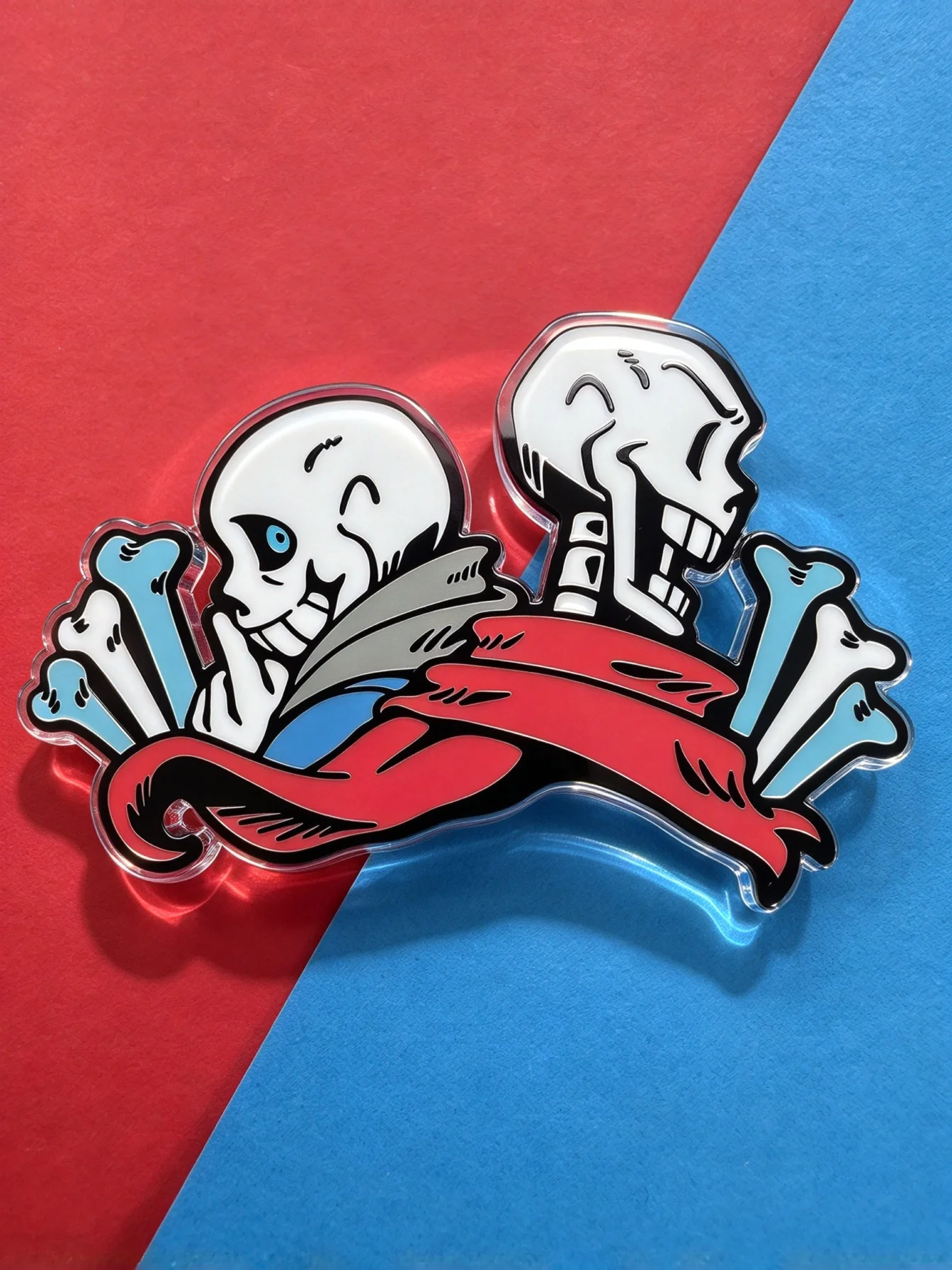 UnDERtale Sans&Papyrus Acrylic Pin Game Character Acrylic Badge Backpack Clothes Lapel Pin Collectible Gift for Game Fans