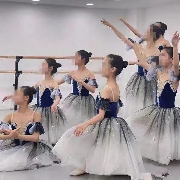 Erwachsene Kinder Lange Professionelle Ballett Tutu Schwanensee Ballett Kostüm Ballerina Ballett Kleid Mädchen Leistung Dancewear Samt Top – Detail 9