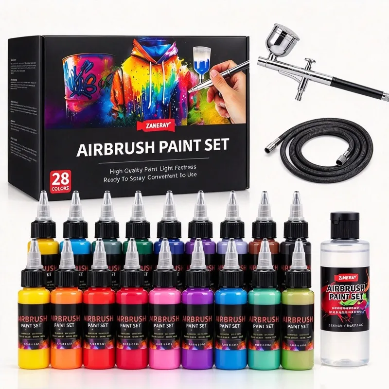28 Colors 30ml Water Based Acrylic Airbrush Paint DIY Hand Spraying Pigment Art Craft Airbrush Cleaner Separate Supply