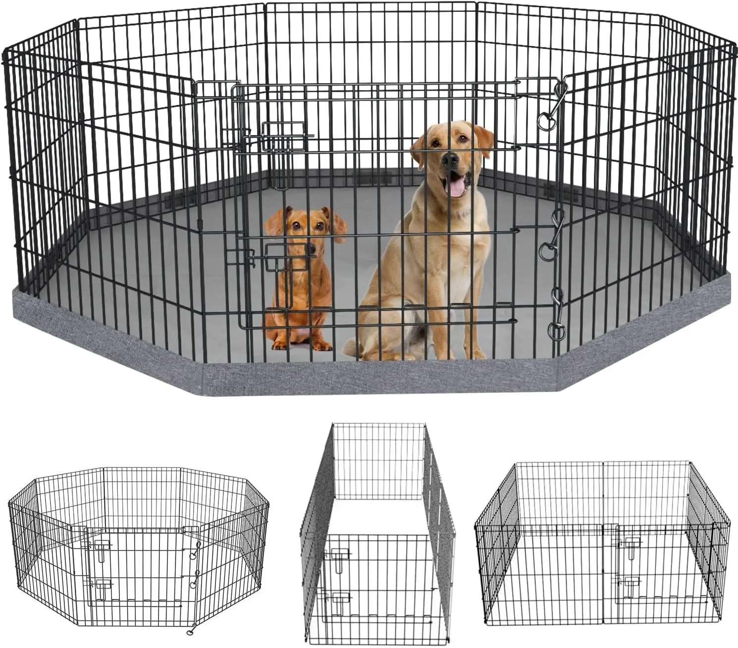 

Foldable Metal Dog Exercise Pen, Pet Puppy Playpen Kennels Yard Fence Indoor/Outdoor 8 Panel 24" W x 24" H with Bottom Pad