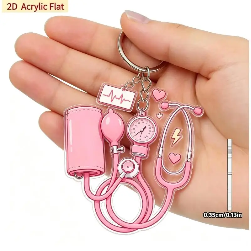 2D Acrylic Flat Keychain Funny Print Sturdy Metal Ring For Outdoor Hiking Travel Bag Ornament Gift