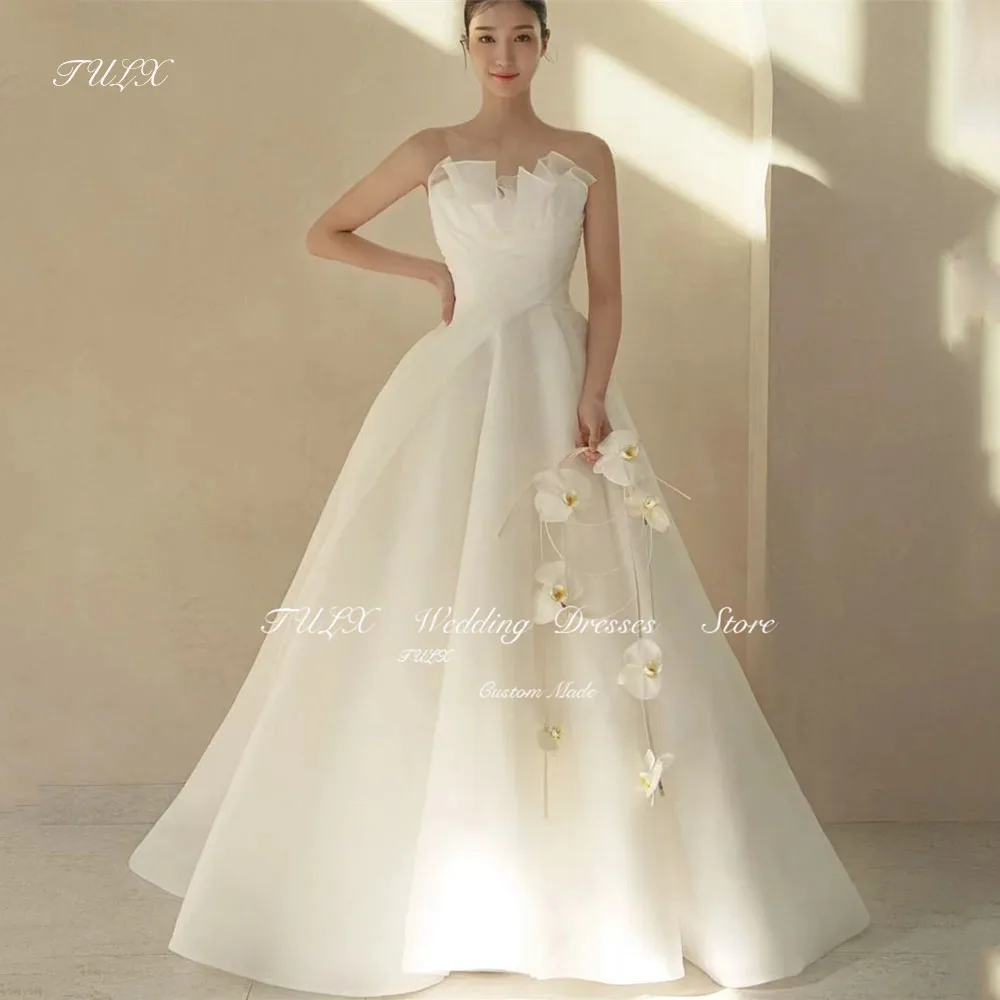 

TULX Simple A-line Organza Korea Wedding Dresses Photo Shoot 2025 Strapless Pleat Bridal Gown Corset Long Party Gown Custom Made