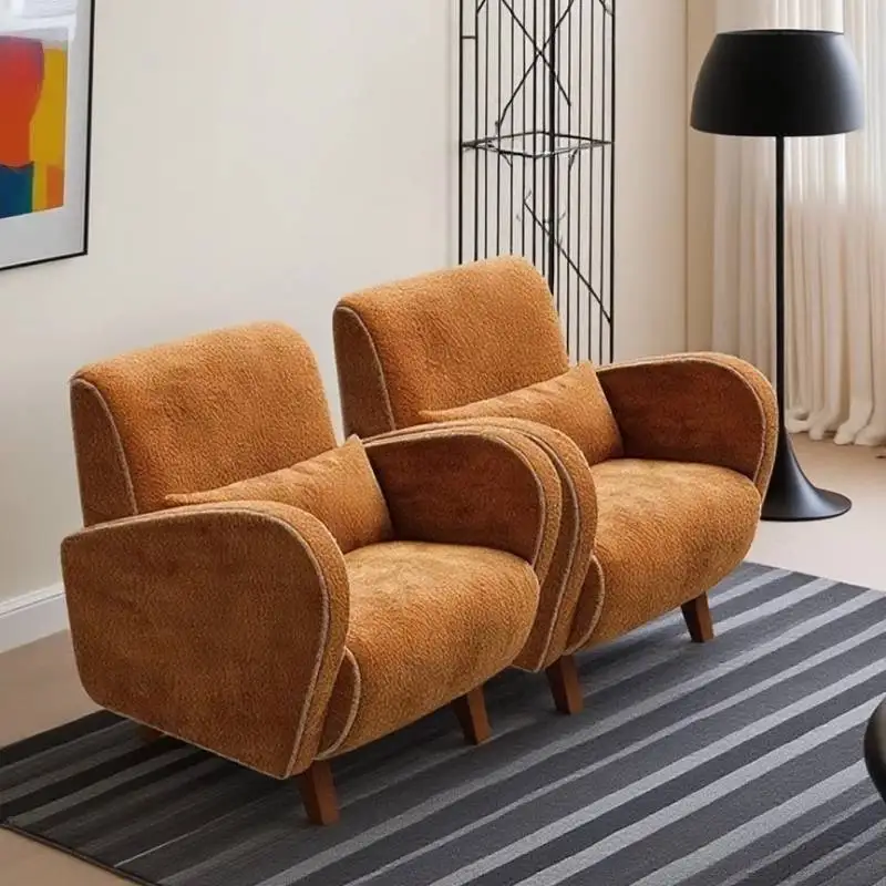 

Nordic Wooden Living Room Chairs Luxury Retro Waiting Lazy Living Room Chairs Arm Hotel Relaxing Sillones Modernos Furniture