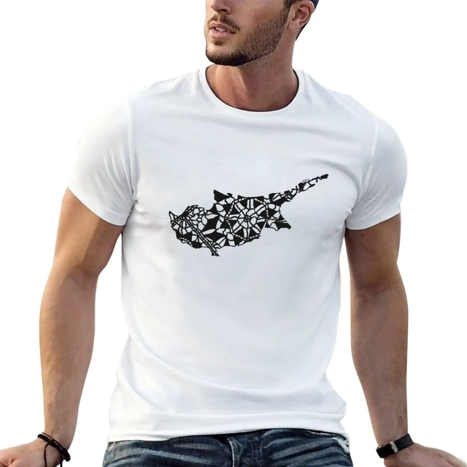 Cyprus embroidery silhouette T-Shirt Big and Tall Basic Tee Shirt