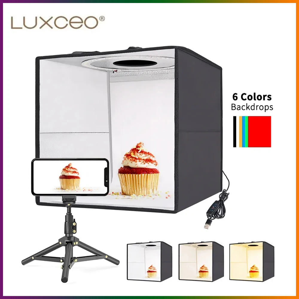 

LUXCEO Portable Folding Lightbox 30cm 40cm LED Light Box With 6 Color Backdrops Photography Shooting Tent Soft Box Kit