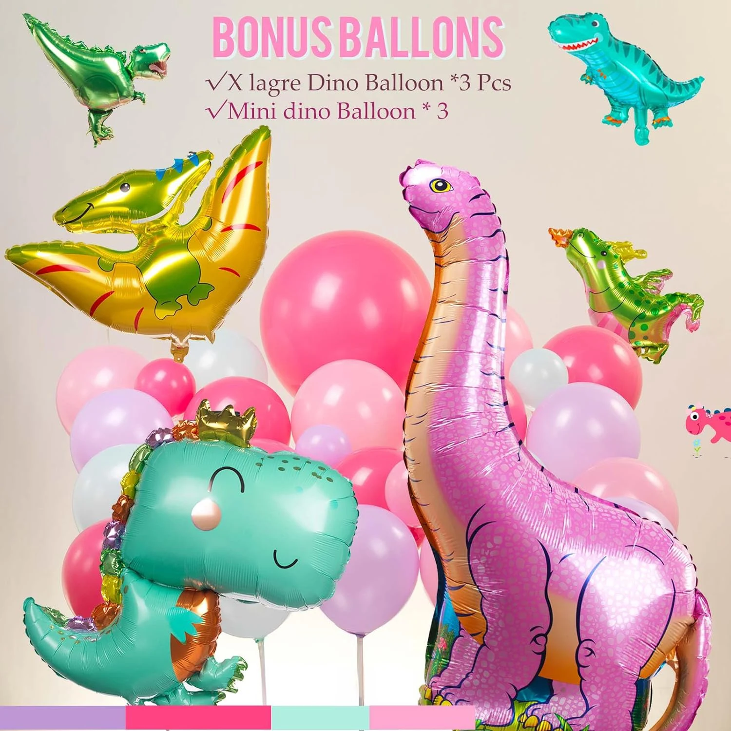 137pcs Girls\' Pink Dinosaur Birthday Party Balloon Arch Kit With Foil DinosaurBalloon For Dinosaur Theme Party Decorations