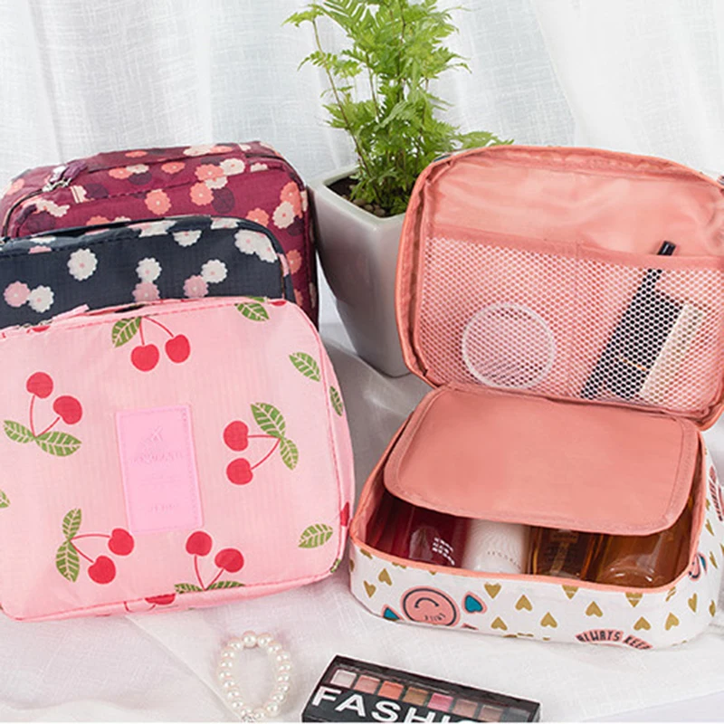 Borsa per trucco portatile impermeabile con cerniera borsa per bellezza da donna borsa per cosmetici multifunzione borsa da viaggio con custodia da