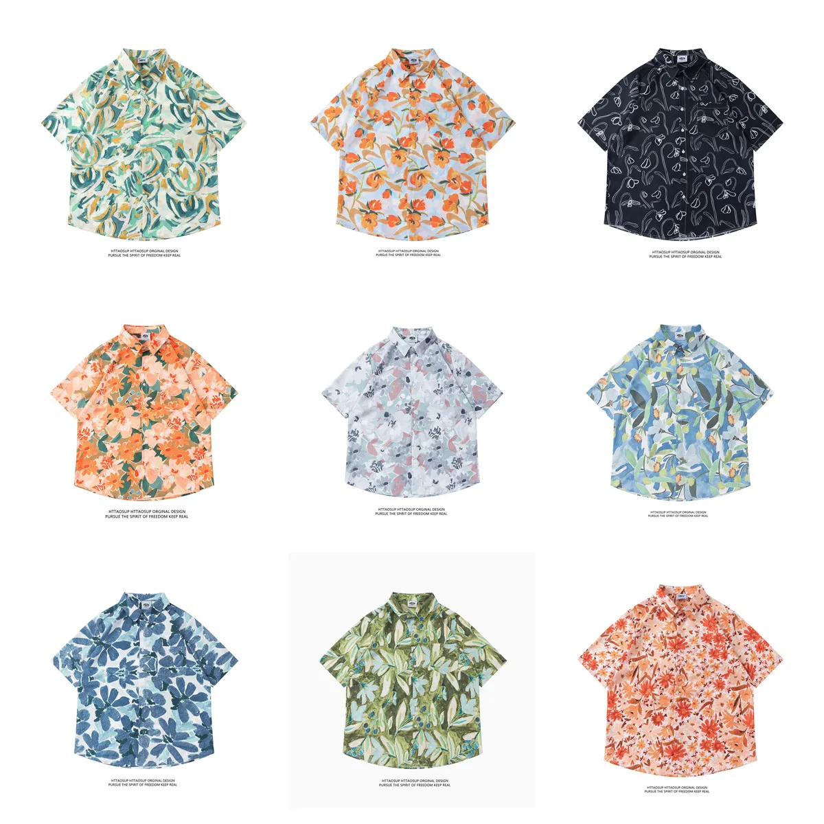 

HTTAOSUP Summer Hawaiian Vacation Loose Short Sleeve Shirt Floral Print Men's Casual Loose Fit Shirt Youth Fashion