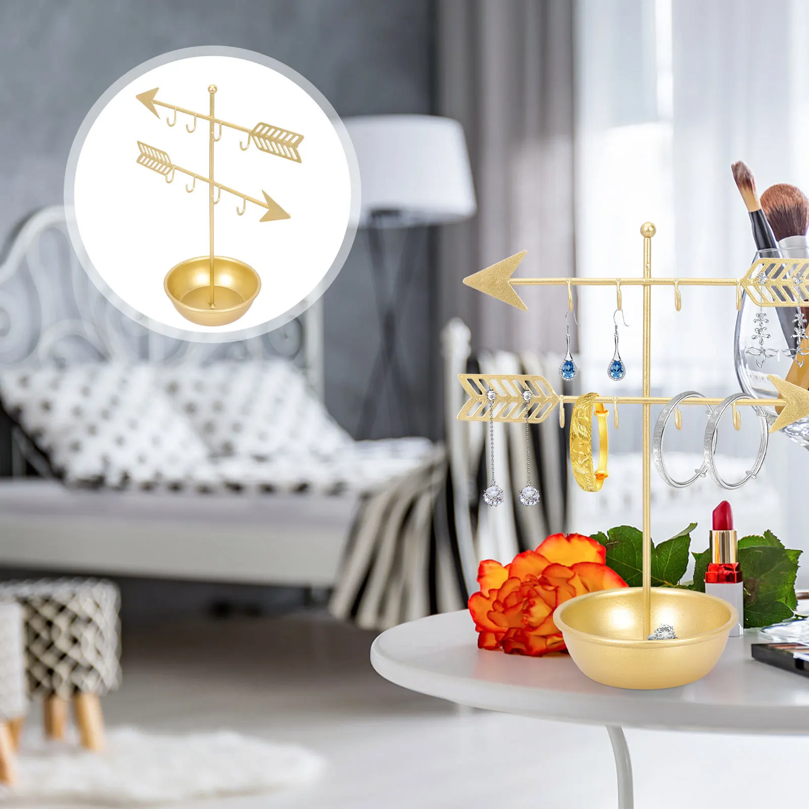 

Earring Holder Jewelry Stand Nordic Style Iron Material Jewelry Organizer Earring Rack Necklace Bracelet Holder Display