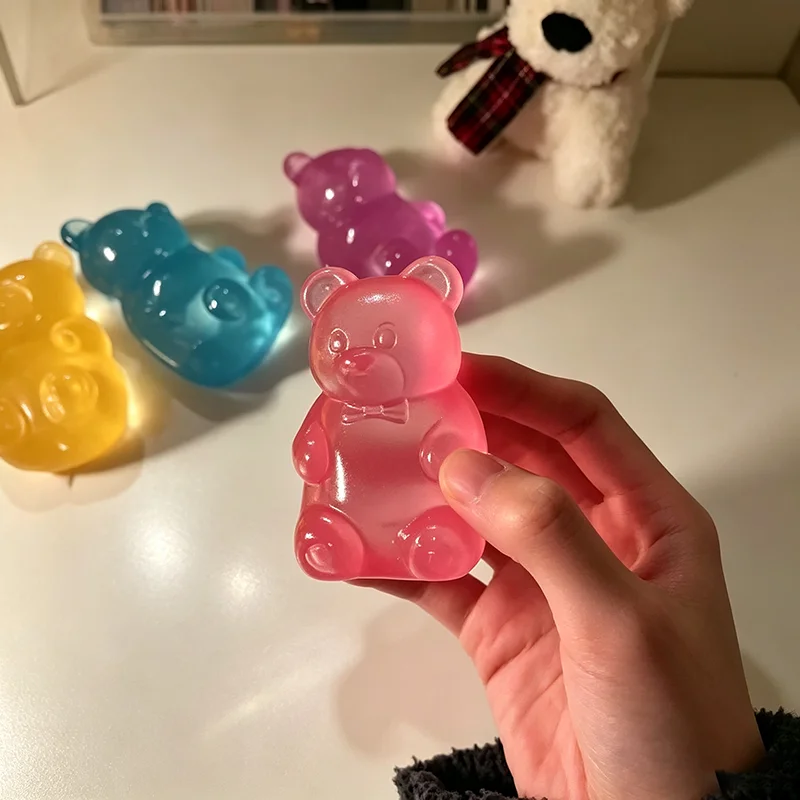 Creative Gummy Bear Squeeze Toy Soft Jelly Slow Rebound TPR Squishy Fidget Toy Stress Relief Desk Ornament Adults Novelty Gift
