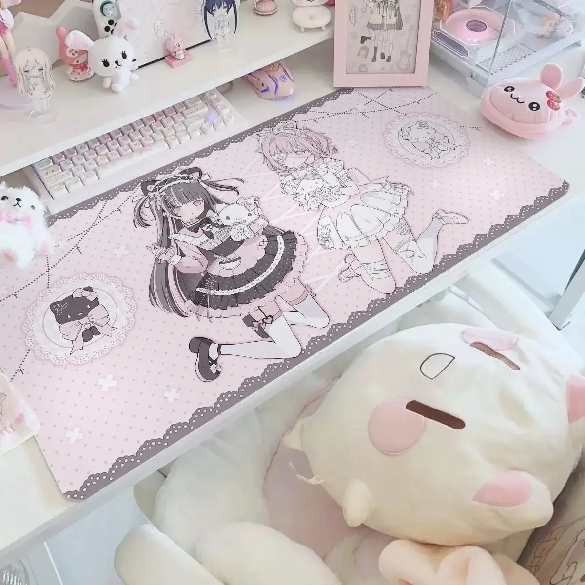 Cute Anime Girl Pu Leather Mousepad Office Desk Mat Mouse Pad Computer Speed Type Carpet Mat Player Laptop Keyboard Cartoon