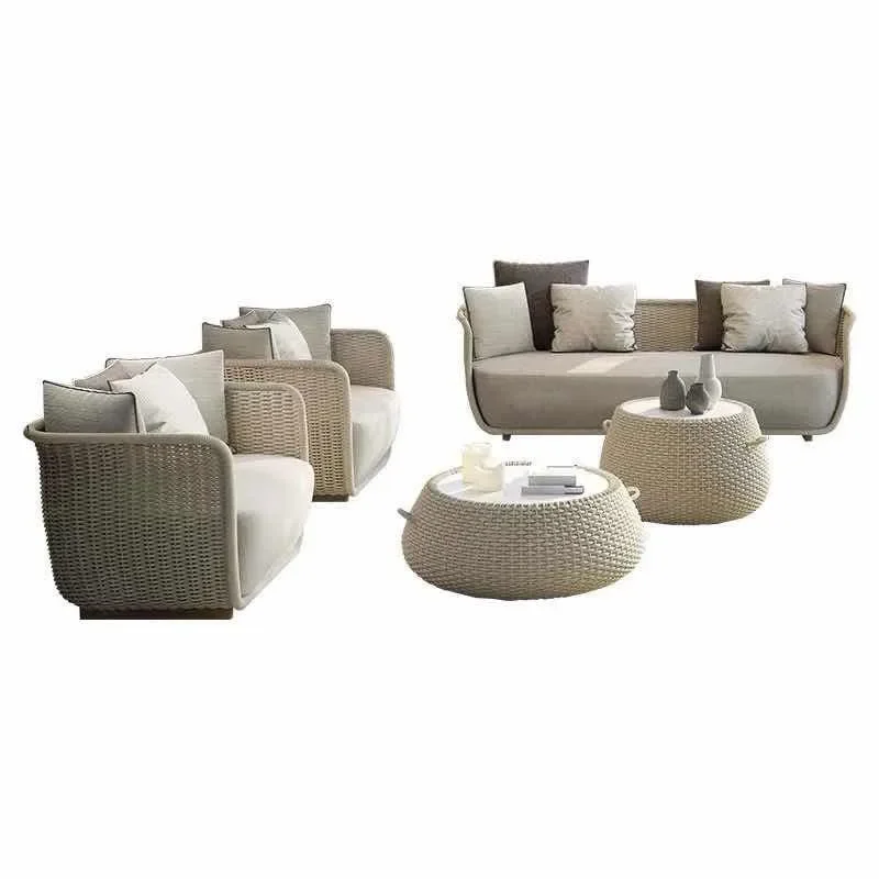 

Rattan sofa balcony hotel courtyard garden furniture outdoor leisure coffee table combination