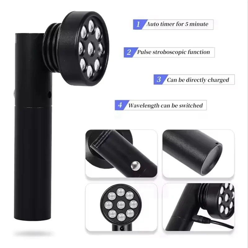 Dispositivo de instrumento de fisioterapia de luz vermelha ABNG com 9 LED, luz infravermelha vermelha e próxima para alívio da dor corporal