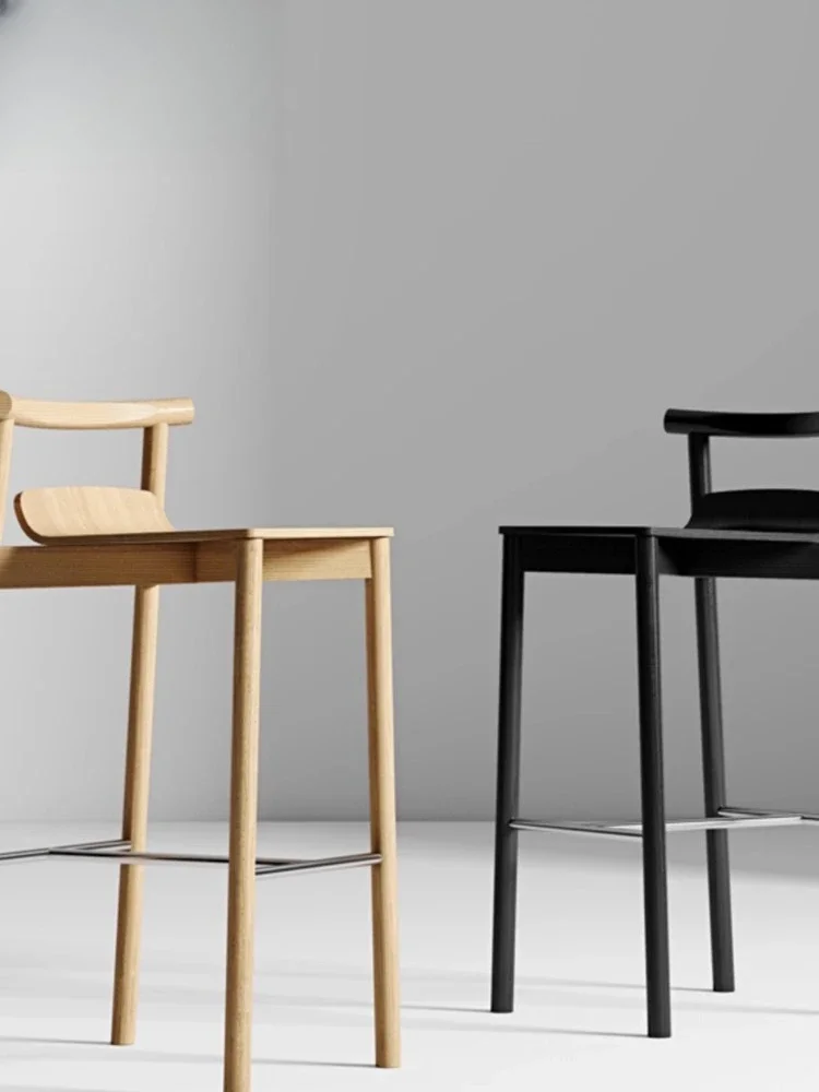 

Коммерческий ретро-средневековый барный стул, минималистичный черный стульчик для кормления, массив дерева, уличный высокий табурет для кофе-бара (доставка 30 дней)