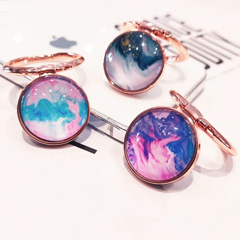 

Marbling Mobile Phone Holder For iPhone X 8 7 11 12 Pro 360 Degree Rose Gold Metal Finger Phone Stand For Samsung Phone Bracket