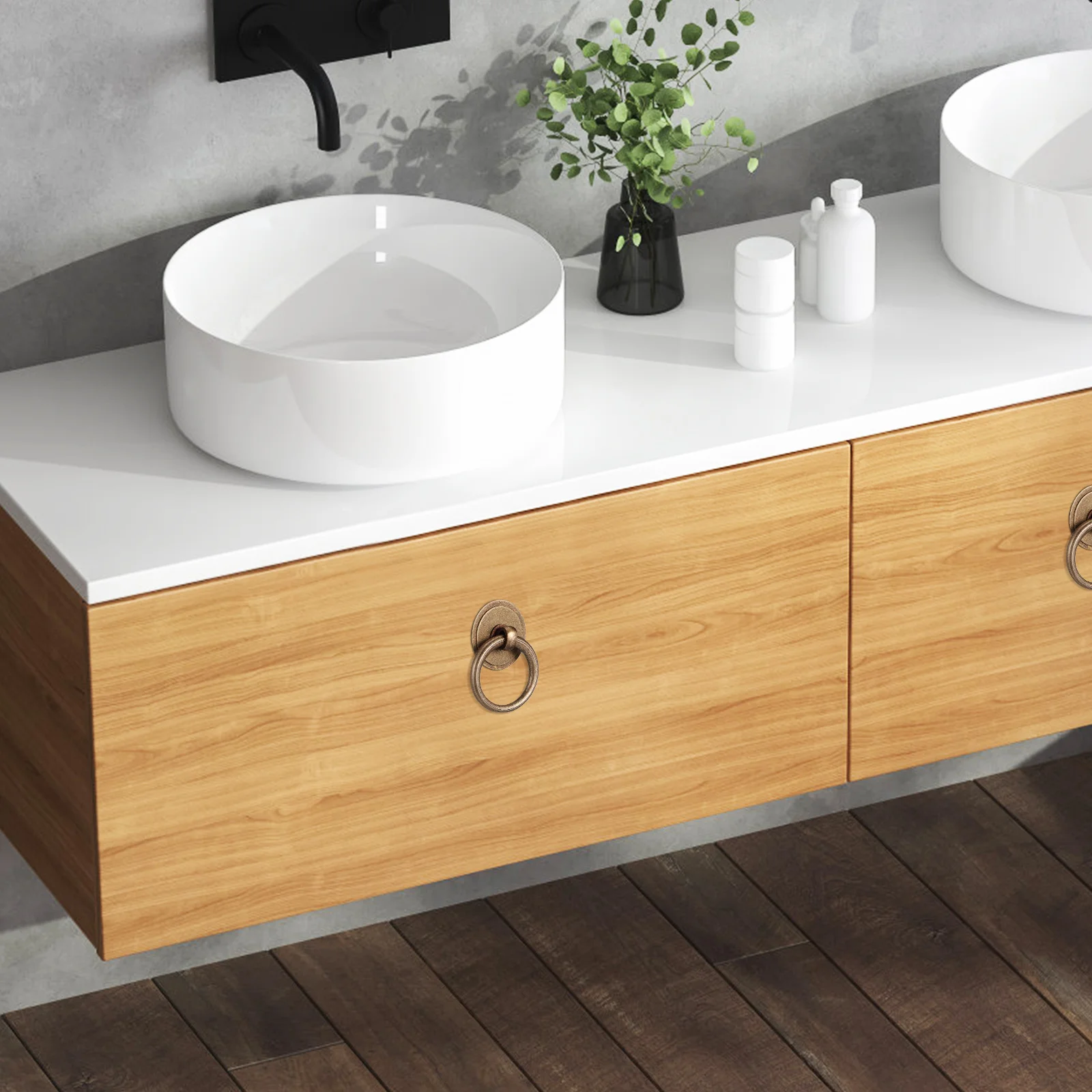 

4 pcs Vintage Brass Drawer Cabinet Handles Dresser Knobs Cupboard Door Hardware Wardrobe Pulls Furniture Metal Drawer Pull Ring