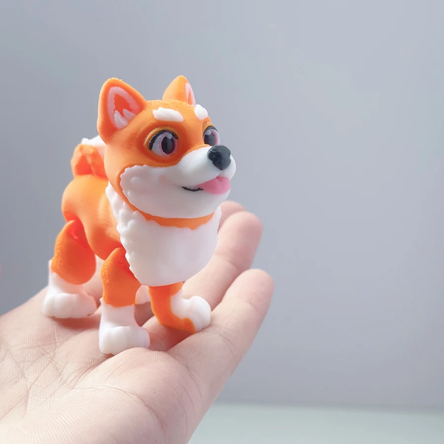 

3d Printed Shiba Inu Model, Plastic Animal Ornament With Movable Legs, Movable Joints, Creative Desktop Decoration Sculpture