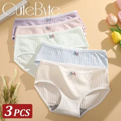 3Pcs/Set Cotton Panties Macaron Color Briefs Women M-XL Underwear Ladies Sexy Underpants Female Plus Size Intimates Lingerie