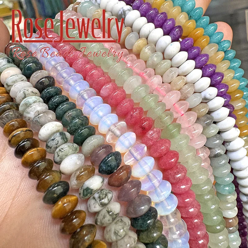 3x6mm Natural Stone Opal Agate Aventurine Jade Beads Flying Saucer Abacus Shape Round Beads for Jewelry Making DIY Bracelets 15