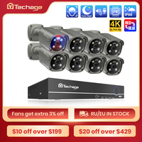 Techage H.265 8CH 5MP 4K POE Camera System Smart AI Full Color Night VIsion Face Detection CCTV Video Security Surveillance Kit