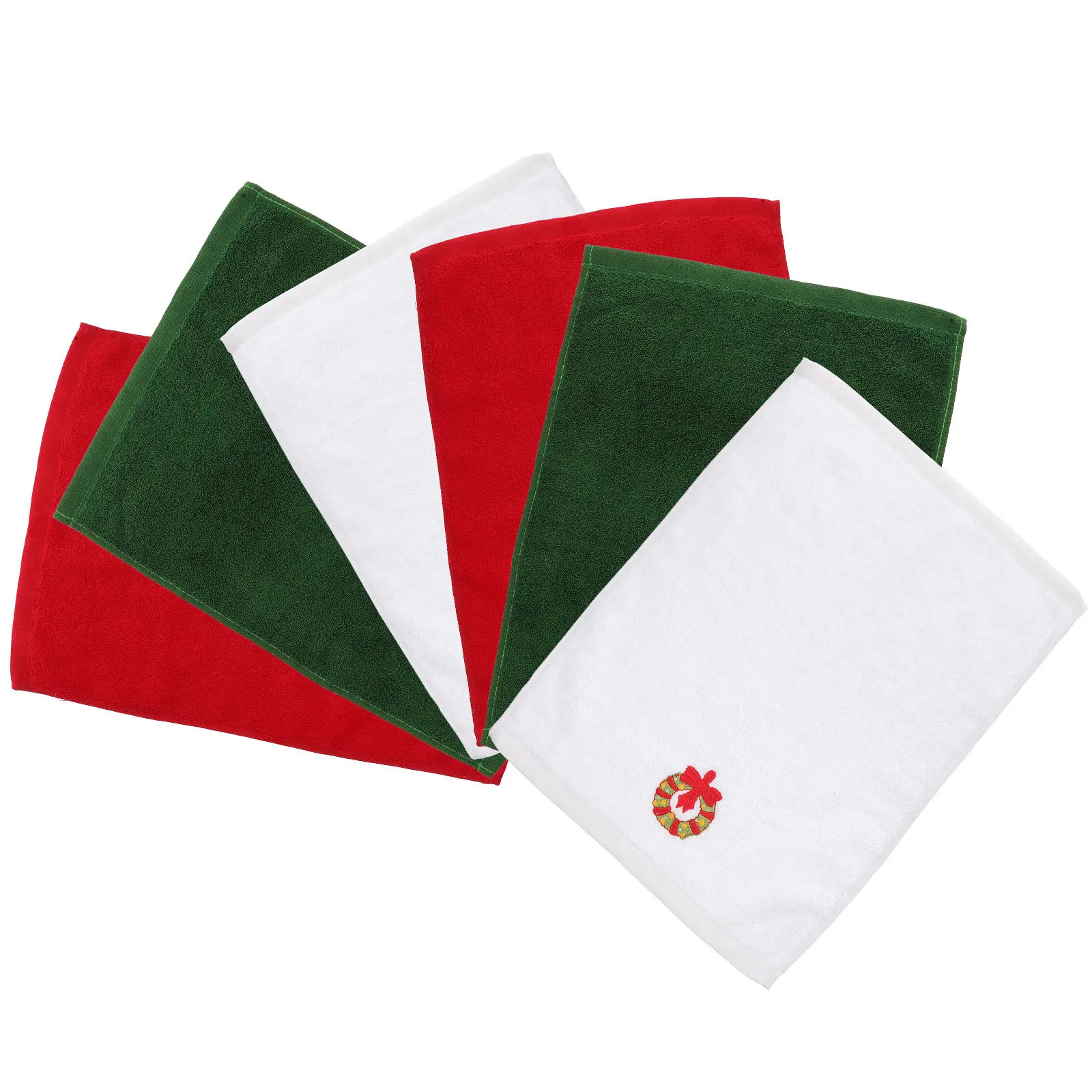 

Набор из 6 хлопковых полотенец для лица с рождественским дизайном, впитывающие влагу, мягкие, приятные для кожи, моющиеся, для ванной комнаты