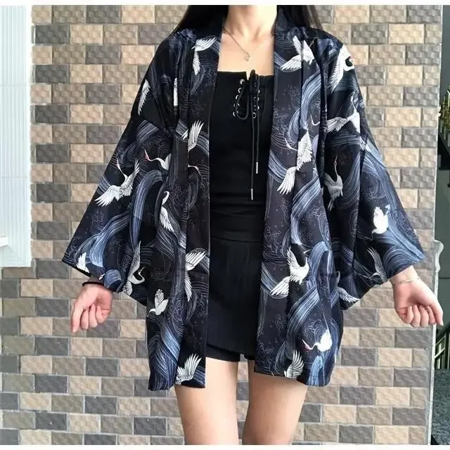 Women Kimono Japanese Yukata Haori Cardigan Samurai Clothing Kimono Jacket  Cosplay Costume Streetwear Blouse Shirt Femme Kimono