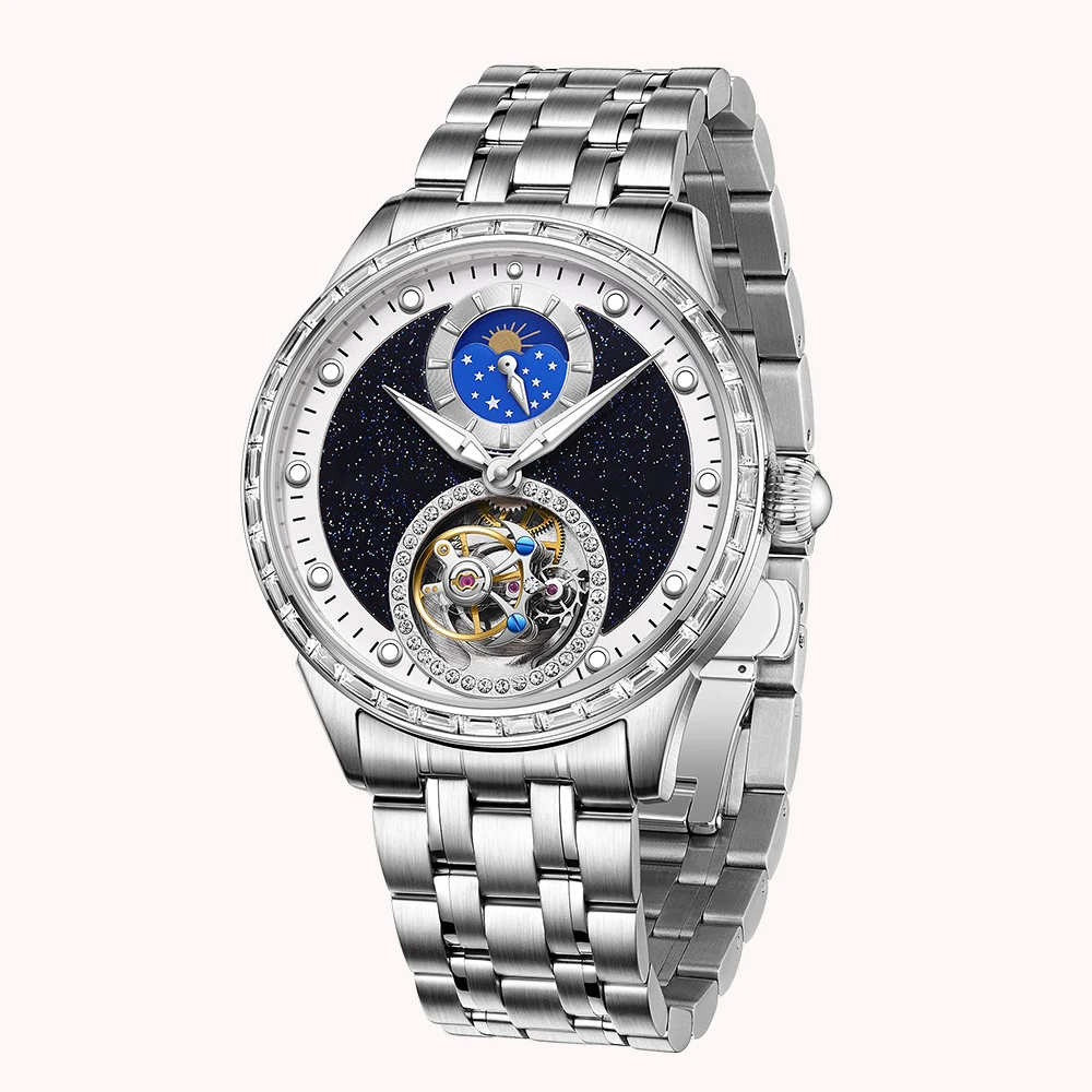 

Raymondoya automatic tourbillon movement mechanical watch men's luxury watch moon phase tourbillon watch sapphire waterproof dia