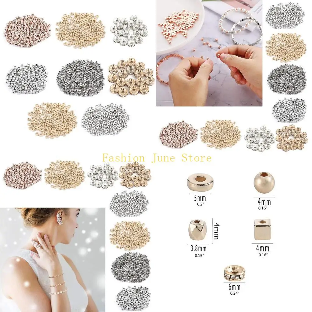 

N5KA 4200 Piece Assorted Spacer Beads Round Ball Faceted Spacer Beads for DIY Jewelry