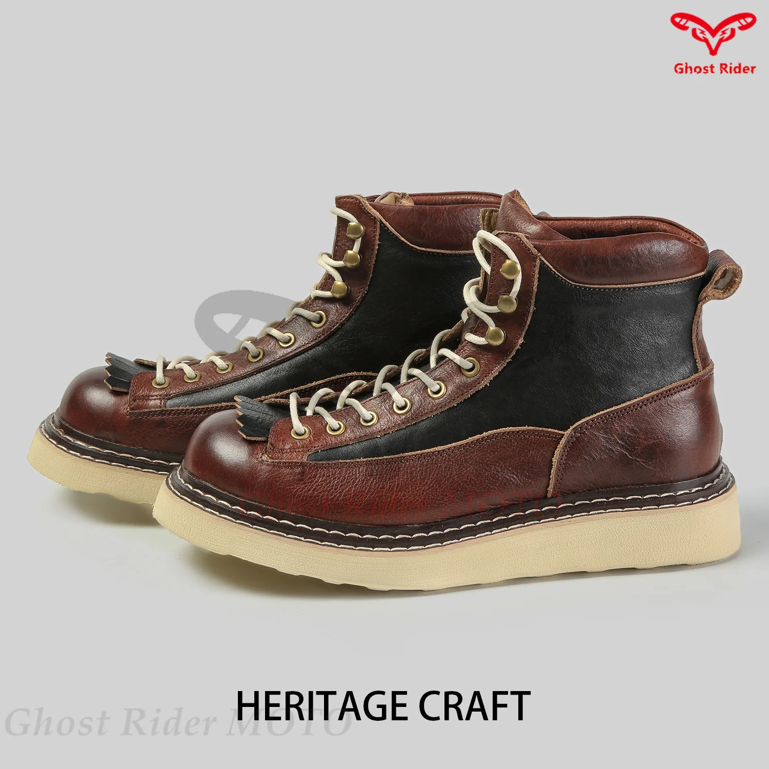 2026 new motorcycle shoes retro leather shoes handmade E68-16 motocross boots botas motocross