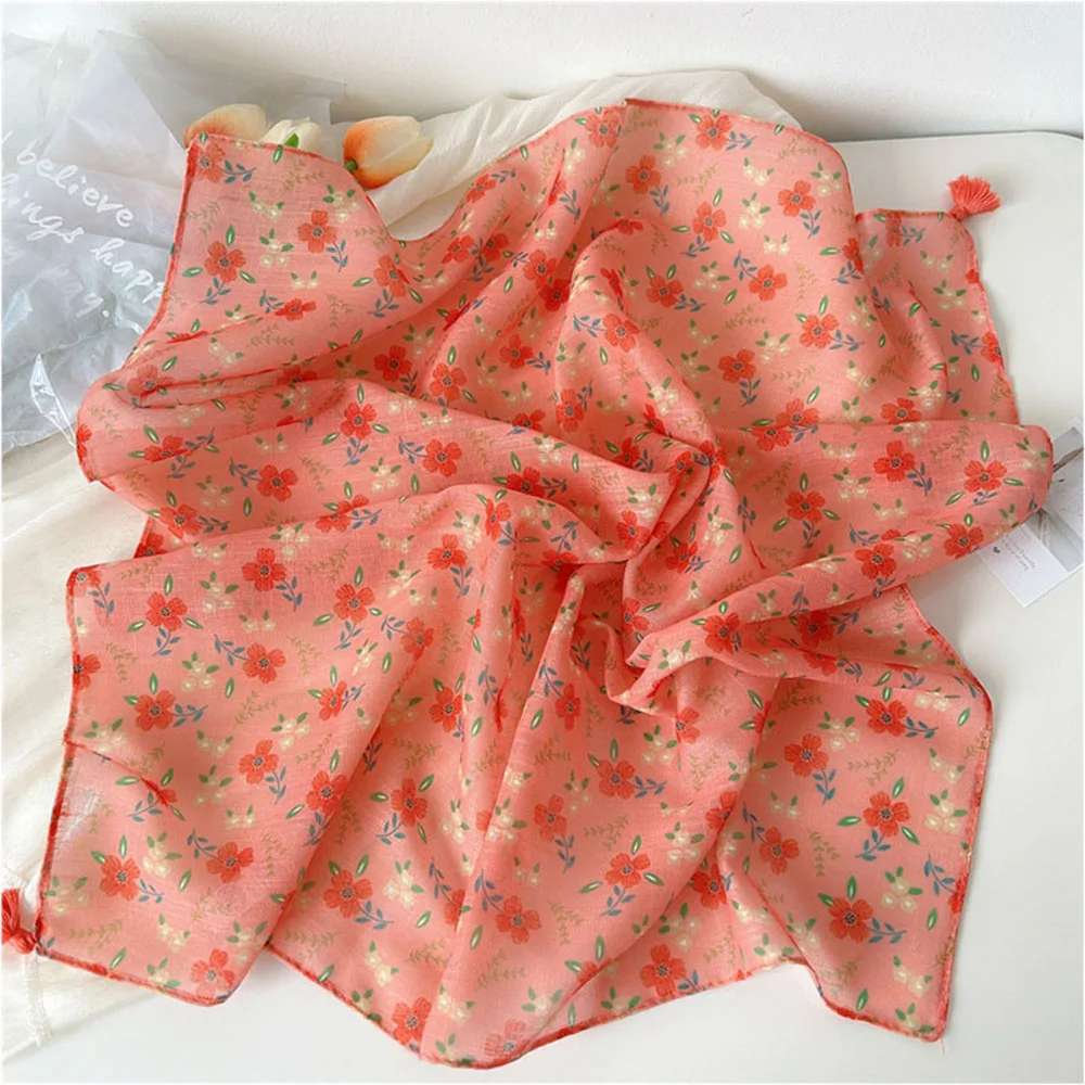 55/60cm Cotton Square Scarf for Women Hijab Shawls and Wraps Square Soft linen Neckerchief Female Foulard Ladies Head Scarves