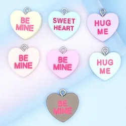 10pcs Simulated Love Letters HUG ME BE MINE SWEET HEART Resin Charms Accessory Pendants Handmade  Jewelry DIY Earring Necklace