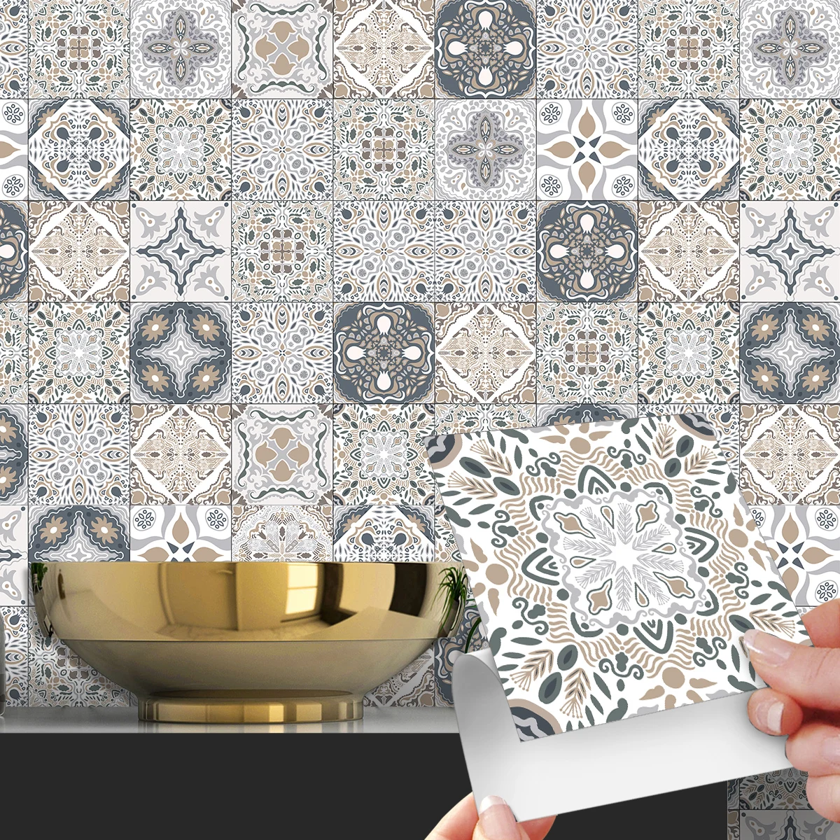 24 Stück grau-weiße, minimalistische PVC-wasserdichte, selbstklebende Wandaufkleber für Küche und Schlafzimmer, Fliesenaufkleber zum Abziehen und Aufkleben – Detail 19