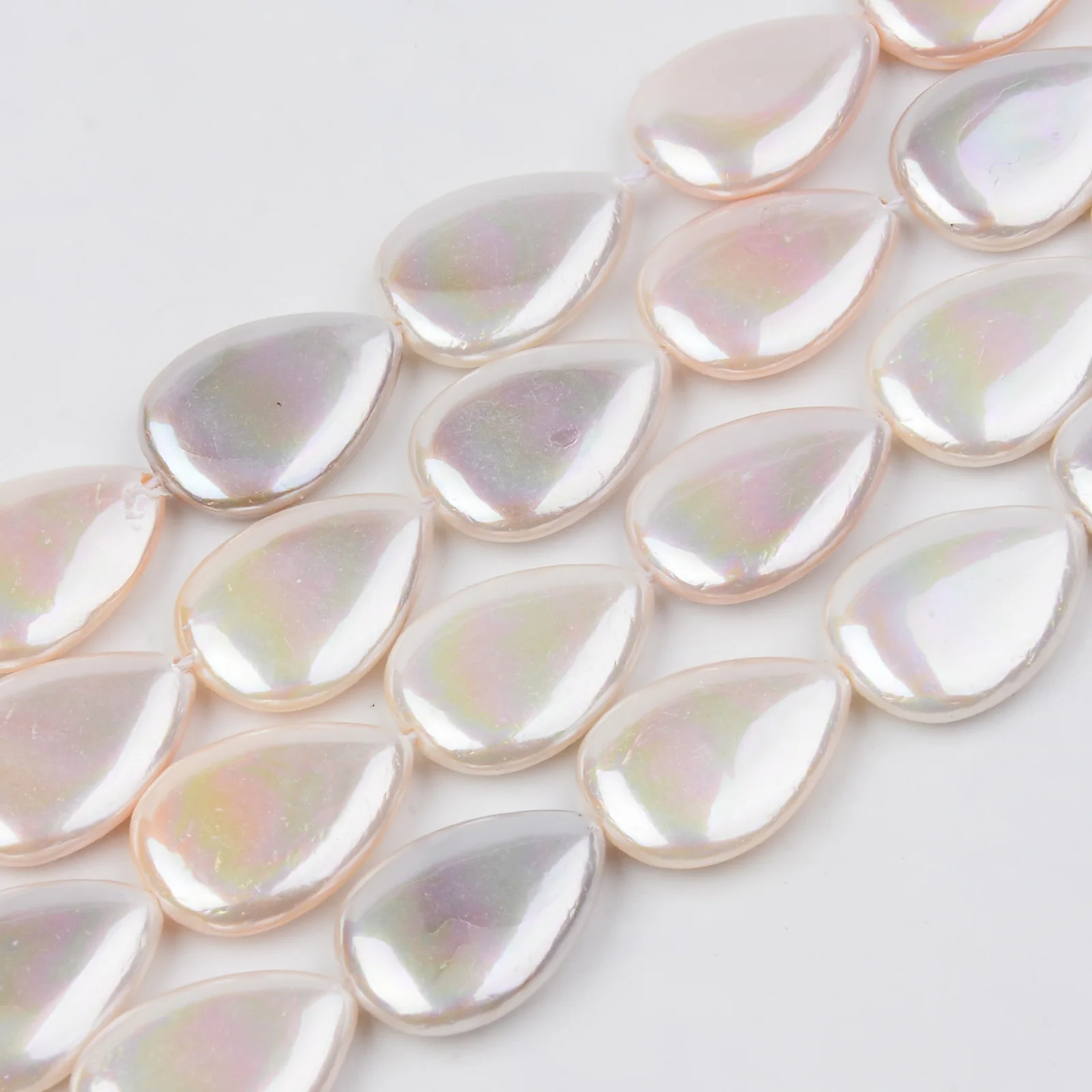 5 Strand Electroplate Natural Freshwater Shell Beads Teardrop Shape 18x13x4mm For Necklace Earring Jewelry Making Accessories