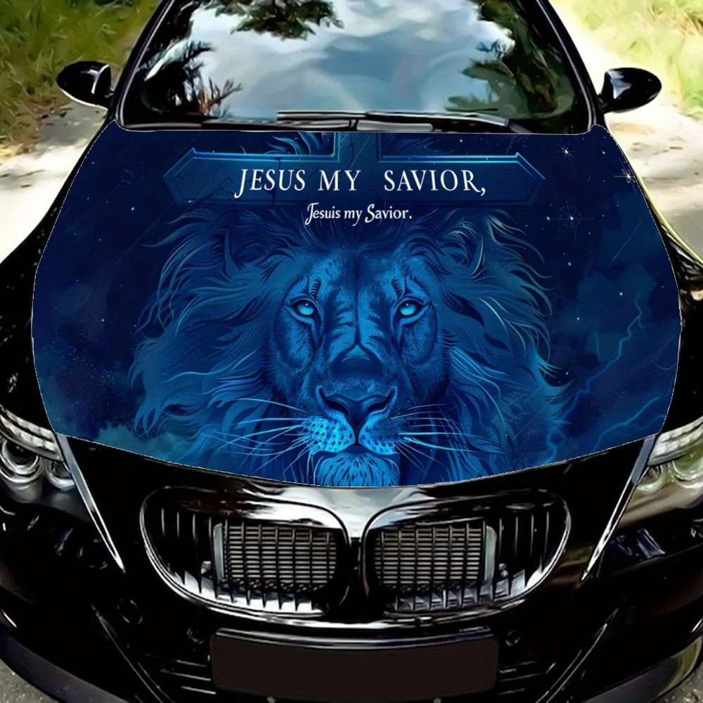 

Blue Lion JESUS IS MY SAVIOR Car Hood Wrap Color Vinyl Sticker Truck Graphic Bonnet Auto Accessories Decoration Decal Gift
