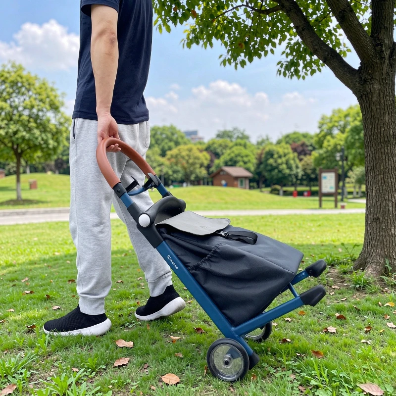 Lightweight Aluminum Alloy Folding Shopping Trolley with Seat Waterproof Rest Cart for Elderly Grocery Queue Travel 장바구니 카트