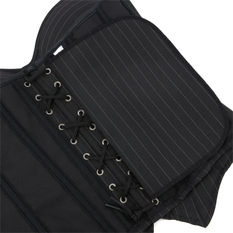 Sexy Women Corset Bustiers Strapless With Bra Black Striped Corsets Office Lady Corselet Gothic Side Zipper Korsett Lingerie