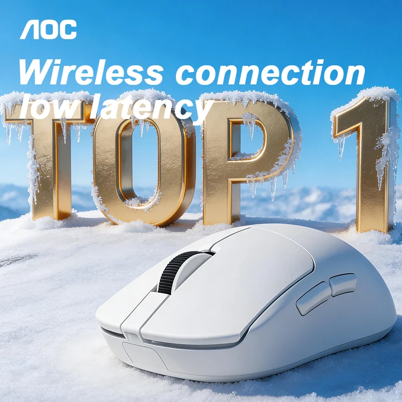 AOC Ergonomic Wireless Mouse, High Precision Tracking, Low Latency 2.4G Connection, Portable Slim Mouse for Windows/Mac