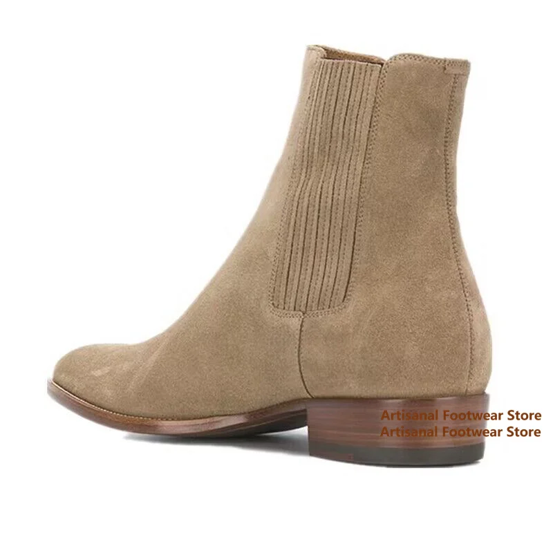 

Высокие ботинки челси, дизайнерские мужские ботинки из коровьей замши, увеличивающие рост, однотонные модные стильные мужские ботинки ручной работы на заказ