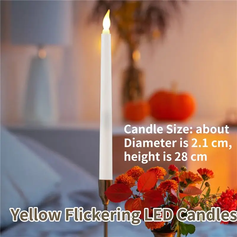 Aug. 6Pcs Flameless Taper Candles Flickering With 10-Key Remote Timer, Battery Operated LED Candlesticks Window Candles