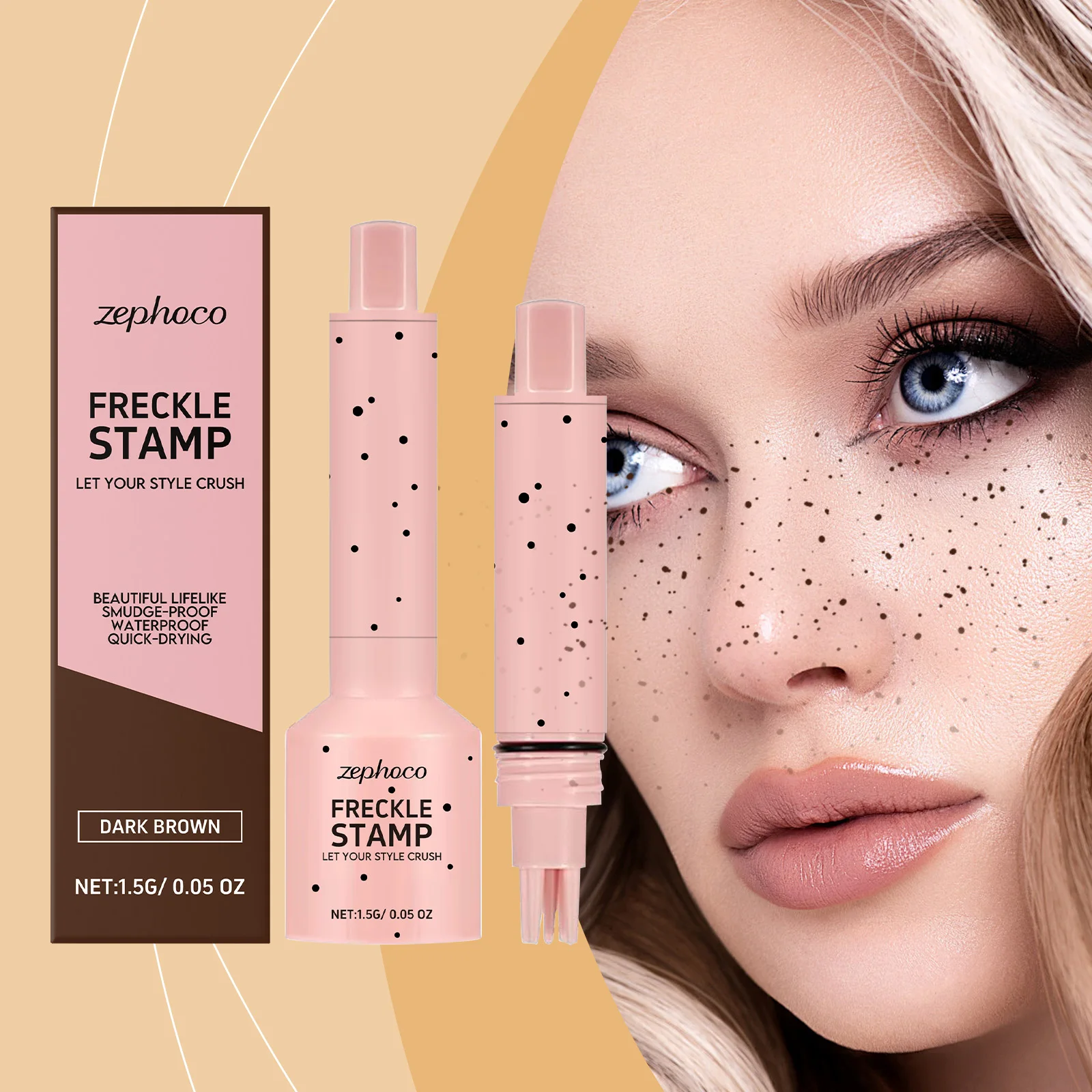 Zephoco Faux Five-point Freckle Stamp Natural Sun-kissed Look Freckle Pen Long-Lasting Waterproof Face Makeup Dries easily