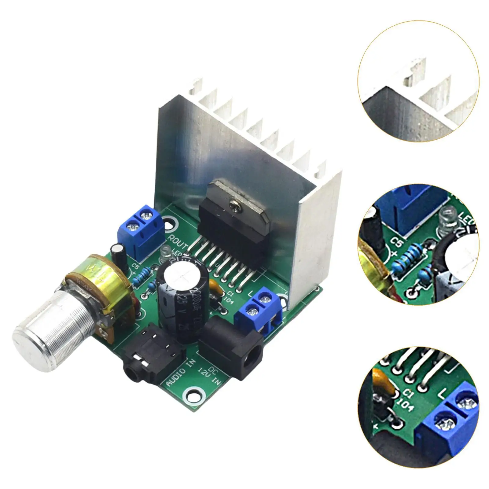 Audio Amplifier Board Amplifier Module,Sturdy 12-24V Compact Double Channel Lightweight Amp Board Stereo