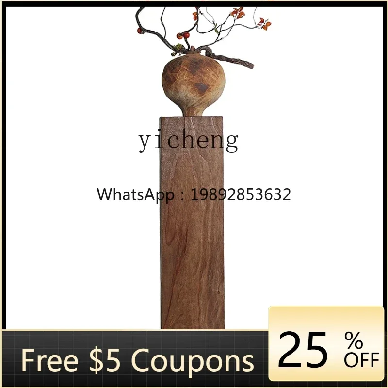 

ZC Solid Wood Pier Base Pillar Living Room and Tea Room Hallway Wood Carving Chinese Style Decorations Landscape Decoration