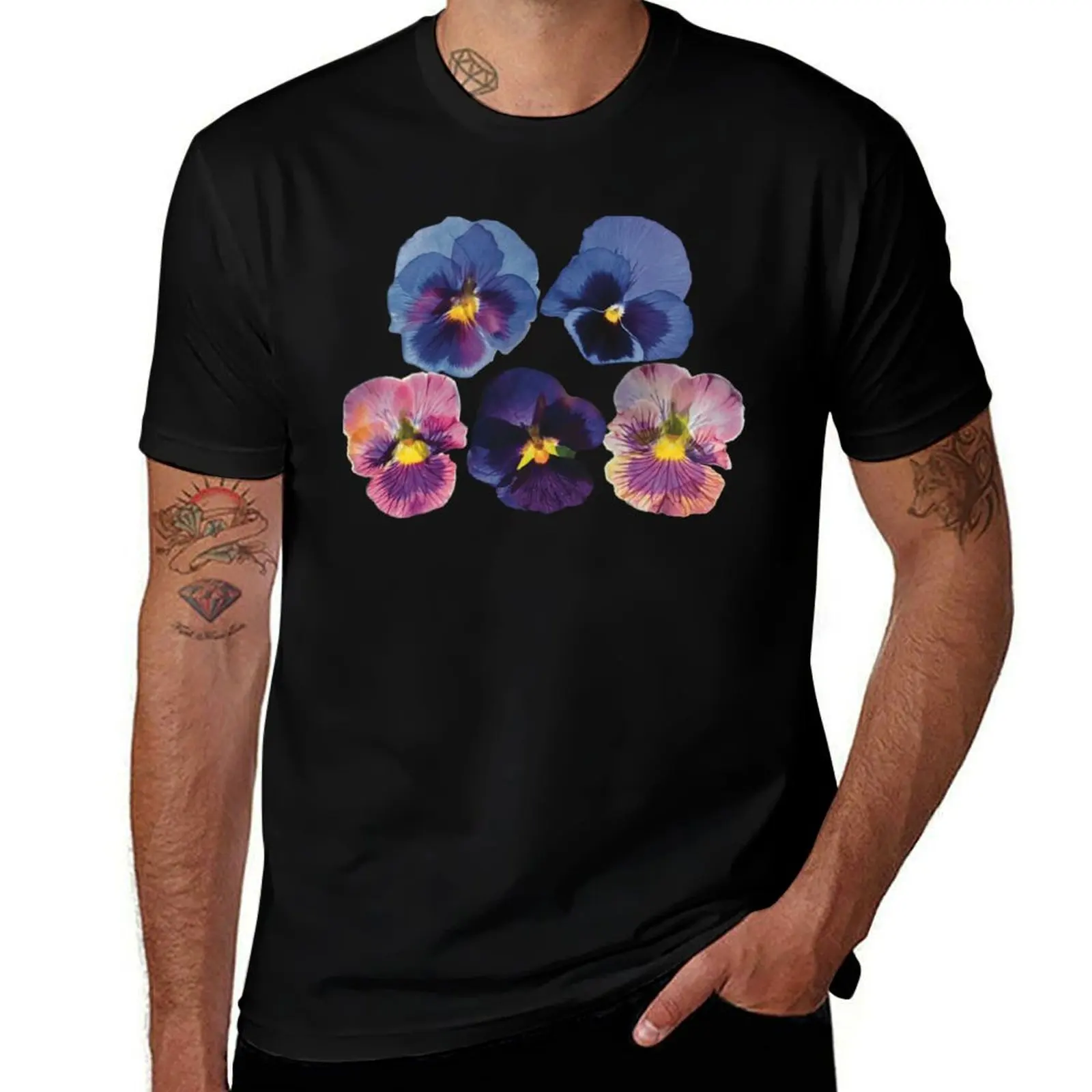 

Pressed Pansy Floral Art Print – Vintage Botanical Design T-Shirt shirts graphic tees summer shirt kawaii clothes men t shirt