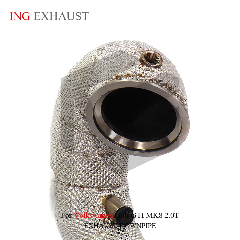 أنبوب سفلي من الفولاذ المقاوم للصدأ ING لسيارة Volkswagen Golf GTI MK8 2.0T أنبوب عادم الأداء بقطر 101 مم مع مشبك على شكل حرف V
