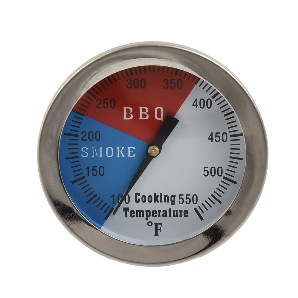 Outdoor Grill Thermometer Sensor Stainless Steel Grill Ingredients Analogue Built-In Gas BBQ Lid Thermometer Display